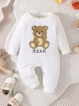Baby Boy 1pc Bear & Letter Graphic Jumpsuit & 1pc Allover Print Jumpsuit