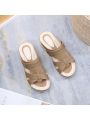 Summer Women's Wedge Bohemian Sandals Hollow Out Slip On Flats Ladies Wedge Platform Sandals for Women Dressy