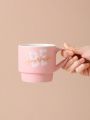 SHEIN Basic living Handcrafted Ceramic Mug,Ceramic Pink Coffee Mug With 