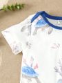 Infant/Toddler Turtle Printed Short Sleeve Romper With Shorts