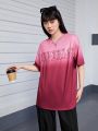 Teen Girls' Casual Ombre Letter Printed T-Shirt