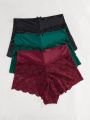 Lace Patchwork And Bow Decoration Boyshorts Briefs