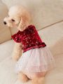 PETSIN Burgundy Velvet & Starry Mesh Princess Dress For Pets