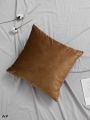 1pc Solid Cushion Cover Without Filler, Simple Fuzzy Square Throw Pillow Cover For Bedroom Sofa Home Decoration