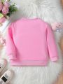 Baby Girls' Adorable Cat Printed Round Neck Sweatshirt