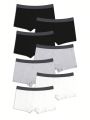 6pcs Men's Underwear With Letter Print In Boxer Briefs Style