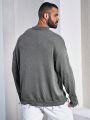 Extended Sizes Men's Plus Size Drop Shoulder Long Sleeved Sweater