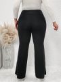SHEIN LUNE Plus Size Solid Color Flare Pants
