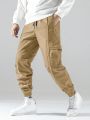 Extended Sizes Men's Plus Size Solid Color Cargo Pants