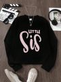 Girls' Letter Print Round Neck Sweatshirt For Big Kids