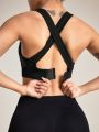 SHEIN Yoga Sxy Color-Block Back Criss-Cross Seamless High Elasticity Sports Bra