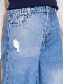 Girls' (big Kid) Loose Fit Denim Jeans With Frayed And Distressed Details