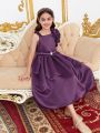 SHEIN Kids CHARMNG Tween Girl's Elegant & Gorgeous Long Dress For Parties