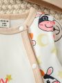 Newborn Baby Girl Cow Print Patchwork Jumpsuit