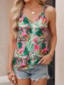 Women'S Floral Print Twisted Strap Tank Top
