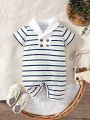 Baby Boys' Casual Striped Short Sleeve Romper Shorts For Summer