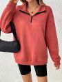 SHEIN Essnce Women'S Solid Color Drop Shoulder Sweatshirt