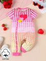 Infant Girls' Heart Print Buttoned Romper