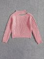Girls' Hollow Out Shoulder Twist Knit Sweater