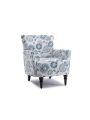 OSQI Armchair Modern Accent Sofa with Linen Surface,Leisure Chair with Solid Wood feet for Living Room Bedroom Studio,White Blue