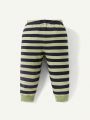 Cozy Cub Baby Boy Cartoon Graphic Tee & Striped Pants PJ Set