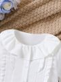 Baby Girl Ruffle Trim Flare Sleeve Button Front Blouse