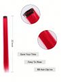 5pcs Set Red Clip In Synthetic Hair Extension Long Straight  For Women Girl Kids With Cosply