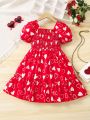 SHEIN Kids QTFun Girls' Grand Party Vintage Romantic Dress For Special Occasions