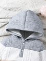 Infant Girls' Simple Casual Long Sleeve Color Block Hooded Jumpsuit