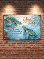 1pc Sea Turtle Under The Ocean Love Give Us A Fairytale Couple Landscape Signs Wall Art (12x8), Retro Metal Tin Sign, Vintage Sign, Home Wall Decor, Home Decor, Room Decor, Wall Art Decor, Patio Garden Decor, Coffee W