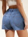 Forever 21 Women's Denim Shorts With Slanted Pockets