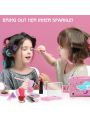 Girls Makeup Playset Washable Portable Professional Assorted Reusable Play Makeup Kit with Pouch Girl Kids Children