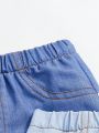 SHEIN Newborn Baby Boys' Imitation Denim Solid Color Skinny Pants Set, 3pcs