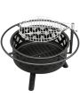 30 inch Round Fire Pit Outdoor Metal Fire with Quick Removable Cooking Grill Bowl Wood Burning BBQ Grill Patio Backyard Camping