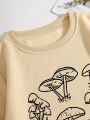 Women's Mushroom Printed Fleece Sweatshirt