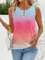 SHEIN LUNE Women Ombre Hollow Out Casual Tank Top For Summer