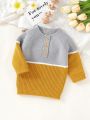 Baby Boys' Color Block Half Button Cardigan Sweater