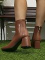 Women's Fashion Pointed Toe Brown Boots, High Heel And Chunky Heel Design To Accentuate Long Legs