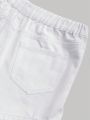 SHEIN Tween Girls' Water Washed Fashionable Casual Jean Skirt Pants