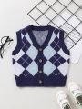 Little Boys' Casual Diamond Quilted Vest Cardigan Sweater
