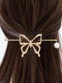 Faux Pearl Charm Hair Slide With Stick