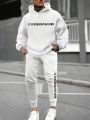 Manfinity Hypemode Men's Young Casual Letter Printed Hooded Two-Piece Set