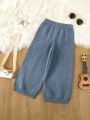 SHEIN Kids EVRYDAY Little Boys' Solid Color Knitted Sweater & Pants