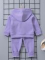 Little Girls' Letter Printing Hoodie And Pants Two Pieces Set