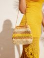 SHEIN VCAY Striped Pattern Chain Crochet Bag