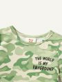 Cozy Cub Baby Boy Camouflage Letter Print Short Sleeve T-Shirt And Shorts Pajama Set
