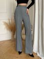 SHEIN Privé Women'S Solid Color Bell-Bottom Suit Pants