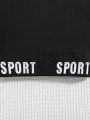 SHEIN Kids HYPEME Girls' Sporty Street Knit Round Neck Short Sleeve T-Shirt And Base Shorts Set