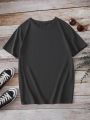 Teen Girls' Casual Solid Color Short Sleeve T-Shirt, Suitable For Summer