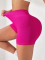 3pcs Seamless Solid Color Sports Shorts